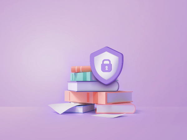 Protective shield on the books symbolizing brand safety
