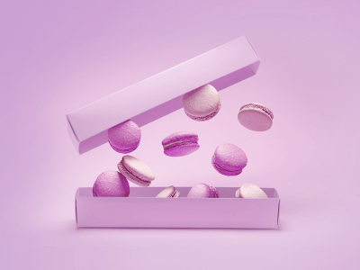 Abstract box with pink cookies