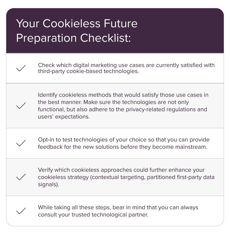 Table on how to prepare for the cookieless future